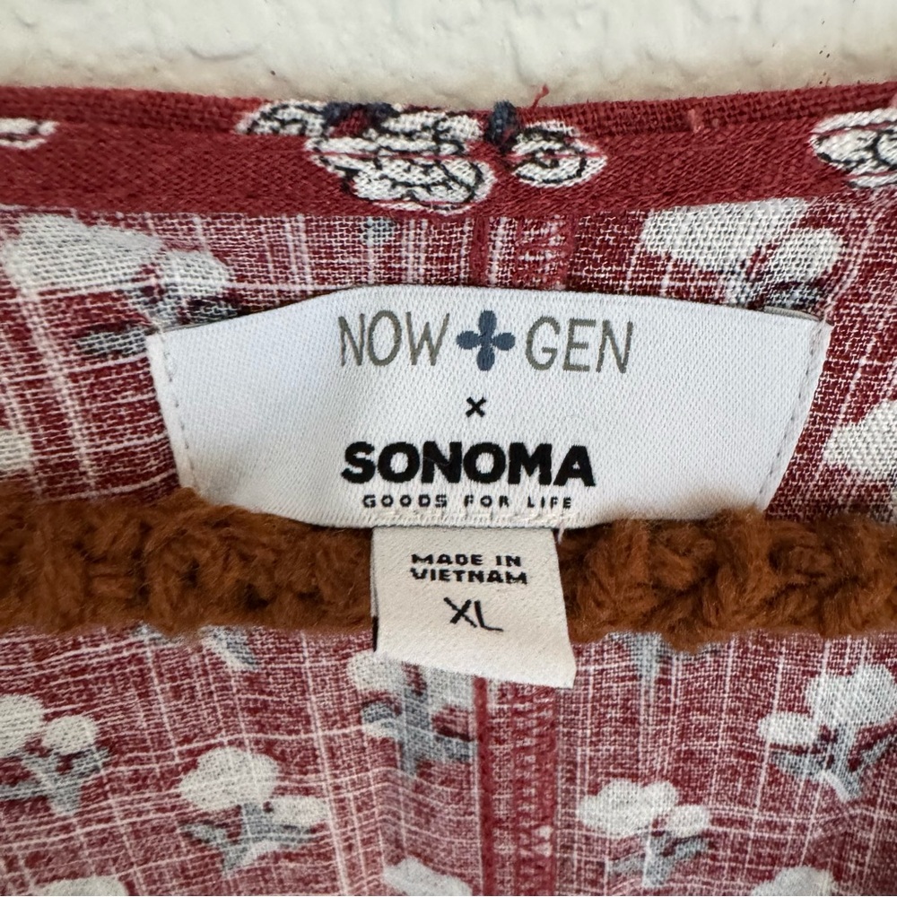 Sonoma Now + Gen Dress Linen Blend MIDI Button Up Rust Floral Women’s XL Cottage - Picture 3 of 9